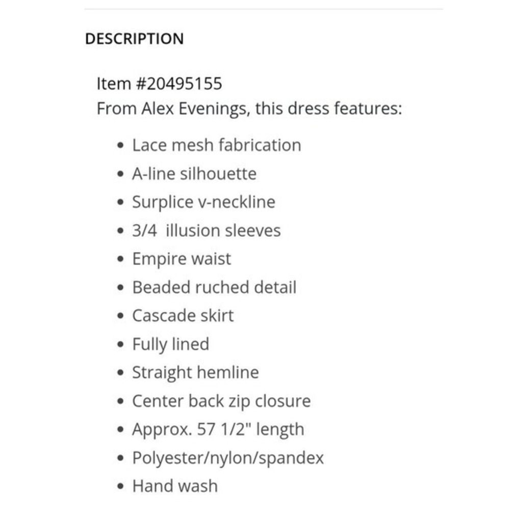 Alex Evenings Navy Blue Lace 3/4 Illusion Sleeve A-line Formal Gown Dress 16 - Picture 16 of 16